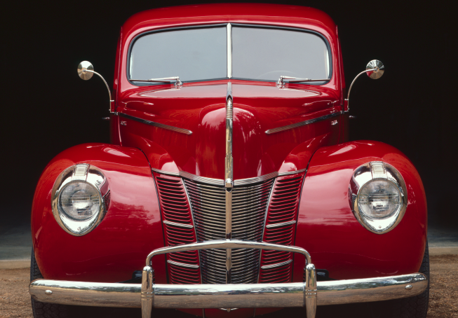 A red vintage car.