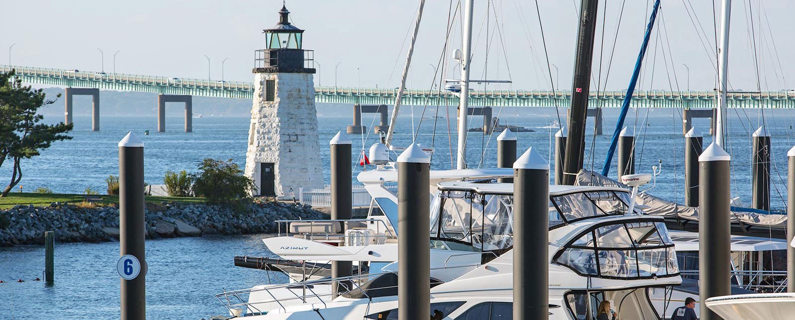 The Newport Harbor Island Resort marina on Goat Island, RI.