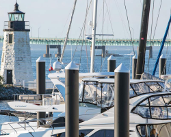 The Newport Harbor Island Resort marina on Goat Island, RI.